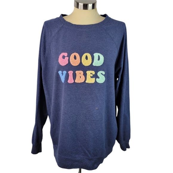 Wildfox Tops - Wildfox Sweatshirt Medium Blue Good Vibes